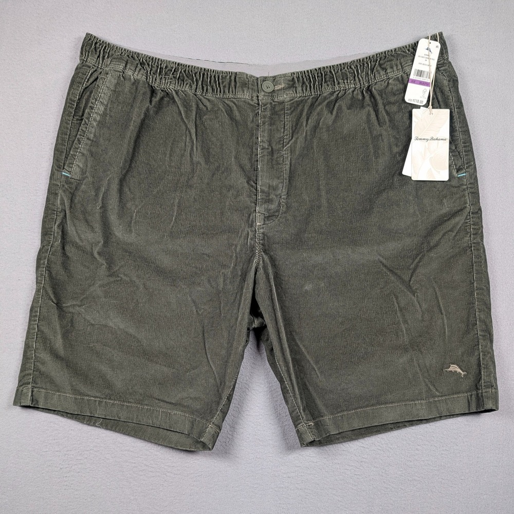 Tommy Bahama Sea Coast Corduroy Shorts Men 2XLB Beetle Green Pull On Stretch NEW